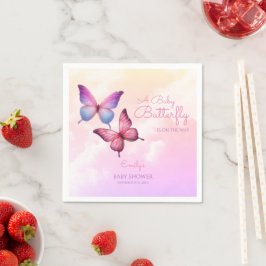 Pink Lavender Butterfly Babydusche Serviette