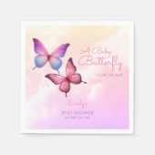 Pink Lavender Butterfly Babydusche Serviette (Vorderseite)