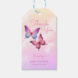 Pink Lavender Butterfly Girl Babydusche Geschenkanhänger