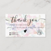 Pink lavender floral Aquarell Auftrag Vielen Dank Visitenkarte (Vorderseite)