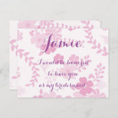 Pink lavender floral bridesmaid einladung (Vorne/Hinten)