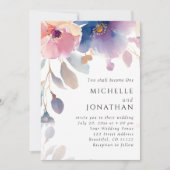 Pink Lavender Floral Christlich Bible Verse Hochze Einladung (Vorderseite)