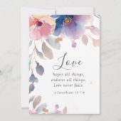 Pink Lavender Floral Christlich Bible Verse Hochze Einladung (Rückseite)