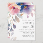 Pink Lavender Floral Christlich Bible Verse Hochze Einladung (Vorne/Hinten)