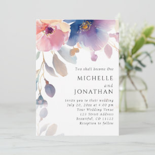 Pink Lavender Floral Christlich Bible Verse Hochze Einladung