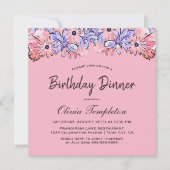 Pink Lavender Floral Geburtstag Abendessen Party Einladung (Vorderseite)
