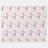Pink Lavender Floral Heart Butterflies Birthday Fleecedecke (Vorderseite (Horizontal))