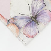 Pink Lavender Floral Heart Butterflies Birthday Fleecedecke (Ecke)
