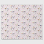 Pink Lavender Floral Heart Butterflies Birthday Geschenkpapier (Flach)