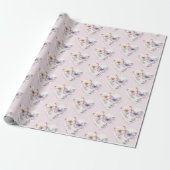 Pink Lavender Floral Heart Butterflies Birthday Geschenkpapier (Ungerollt)
