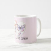 Pink Lavender Floral Heart Butterflies Kaffeetasse (VorderseiteRechts)