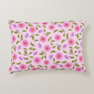 Pink Lavender Floral Lacy Daisy Accent Pillow Dekokissen