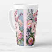 Pink Lavender Flowers Modern Watercolor Milchtasse (Linke Ecke)