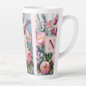 Pink Lavender Flowers Modern Watercolor Milchtasse (Rechts)