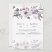 Pink Lavender Gray Watercolor Blossoms Hochzeit Einladung (Vorderseite)