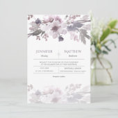 Pink Lavender Gray Watercolor Blossoms Hochzeit Einladung (Stehend Vorderseite)
