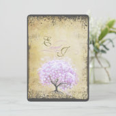 Pink Lavender Heart Leaf Lavender Tree Hochzeit Einladung (Stehend Vorderseite)