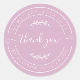 Pink Lavender Homemade Thank You Label Runder Aufkleber
