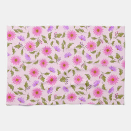 Pink Lavender Lacy Daisy  Geschirrtuch