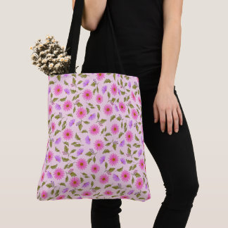 Pink Lavender Lacy Daisy Tote Bag Tasche