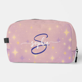 Pink Lavender Monogram Name Script Toiletry Bag Waschbeutel