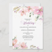 Pink Lavender Watercolor Floral Wedding Einladung (Vorderseite)