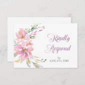 Pink Lavender Watercolor Floral Wedding RSVP (Vorne/Hinten)