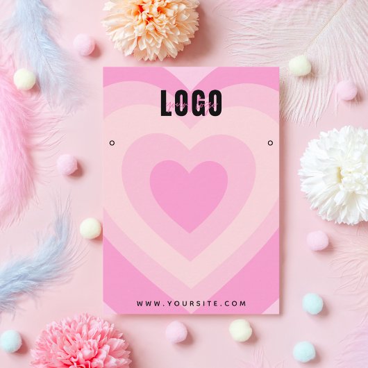 Pink Layered Heart Liebe Ohrringe Juwelendisplay Visitenkarte