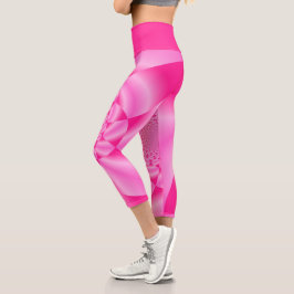 Pink Leaf Petal Capri Leggings