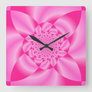 Pink Leaf Petal Quadratische Wanduhr