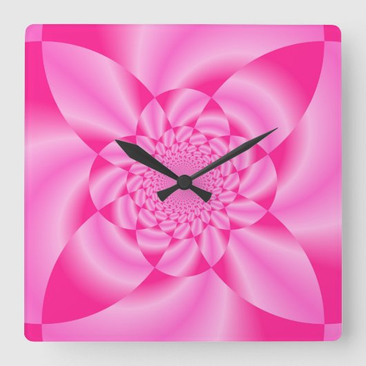 Pink Leaf Petal Quadratische Wanduhr (Vorderseite)