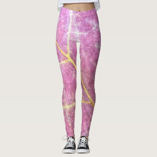Pink Leaf Yoga Pants Leggings