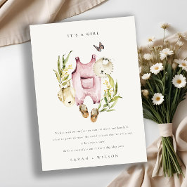 Pink Leafy Foliage Clothes Girl Baby Ankündigung