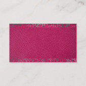 Pink Leather Textur | Silver Speckled Pattern Visitenkarte (Rückseite)