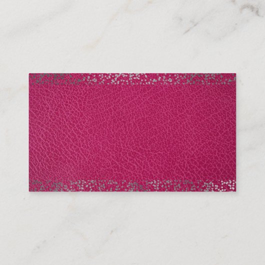Pink Leather Textur | Silver Speckled Pattern Visitenkarte (Rückseite)