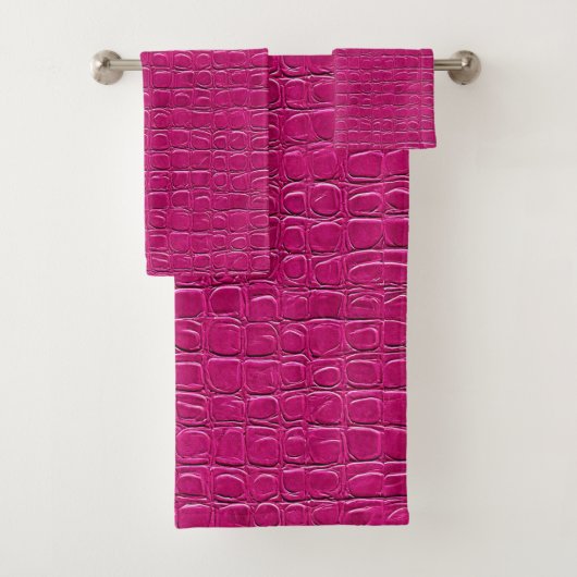 Pink-Leder-Effekt Badhandtuch Set (Insitu)