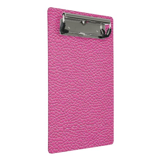 Pink-Leder-Effekt Mini Klemmbrett (Schrägansicht)