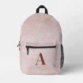 Pink Leder Look Monogram Bedruckter Rucksack (Vorderseite)