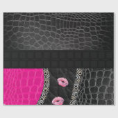 Pink-lederne Lippen Geschenkpapier (Flach)