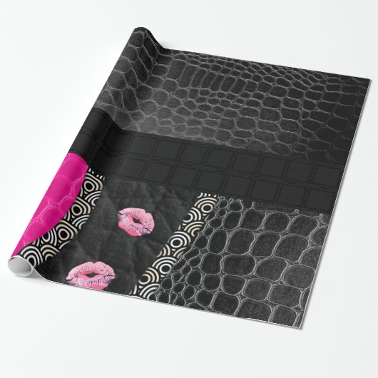 Pink-lederne Lippen Geschenkpapier (Ungerollt)