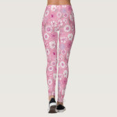Pink leggings with white rose and daisy pattern (Rückseite)