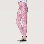 Pink leggings with white rose and daisy pattern (Links)