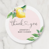 Pink lemon Babydusche Danke Geschenkanhänger (Vorderseite)