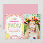 Pink Lemon Birthday Einladung mit Bild (Vorne/Hinten)