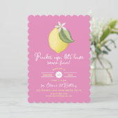 Pink Lemon Birthday Invite - Scalloped Lemonade Einladung (Stehend Vorderseite)