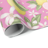 Pink Lemon Birthday Party Wrapping Paper Geschenkpapier (Rolleneckpunkt)