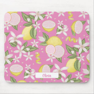 Pink Lemon Botanischer Citrus Maus Pad Mousepad