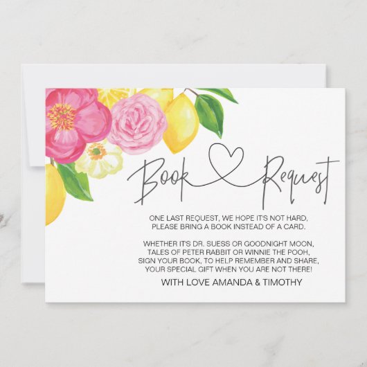 Pink Lemon Floral Baby Shooting Cards Einladung (Vorderseite)