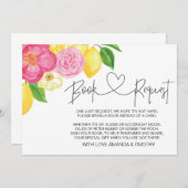 Pink Lemon Floral Baby Shooting Cards Einladung (Vorne/Hinten)