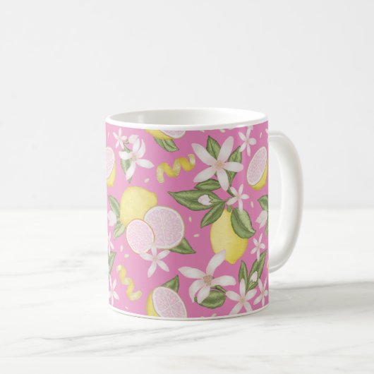 Pink Lemon Floral Citrus Tasse (VorderseiteRechts)
